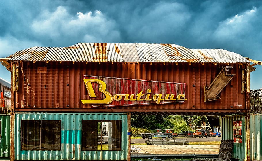 boutique, rust, rusting, metal, construction, architecture HD wallpaper