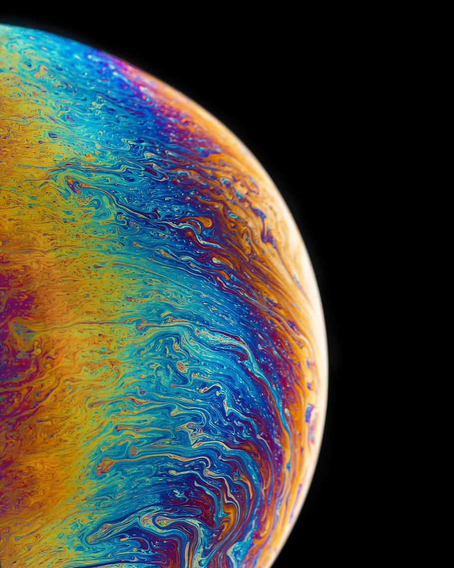 multicolored planet fluid painting, soap bubble, colorful, rainbow