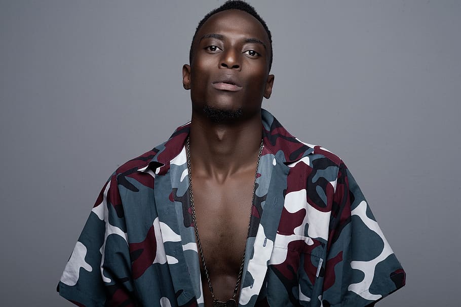 man wearing multicolored tops, studio shot, portrait, one person HD wallpaper