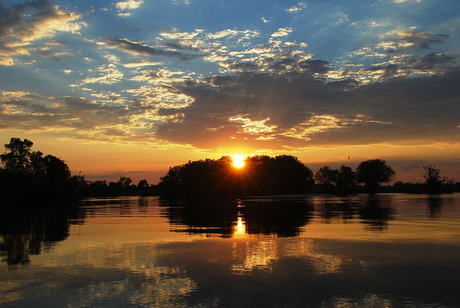 sunset, sky, water, reflection, scenics - nature, tranquility HD wallpaper