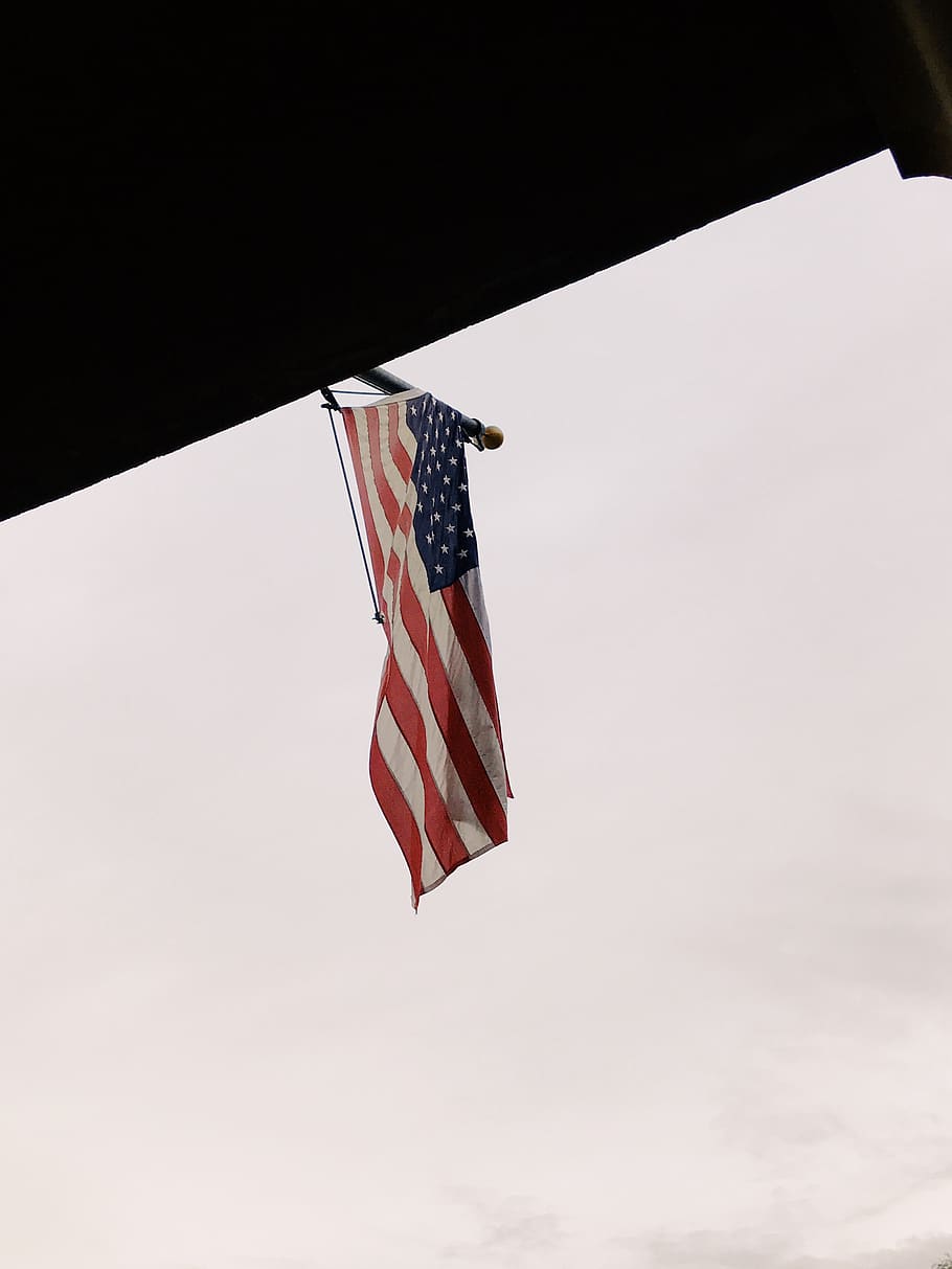 flag, merica, patriotism, low angle view, striped, sky, wind HD wallpaper