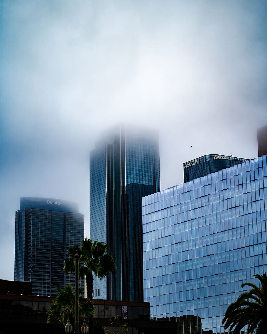 skyscraper, rainy, cloudy, architecture, buildings, iphone wallpaper HD wallpaper