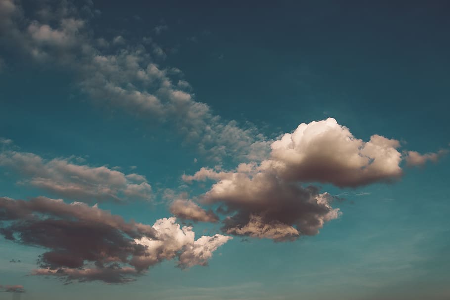 cumulus clouds under blue sky, cloud - sky, beauty in nature HD wallpaper