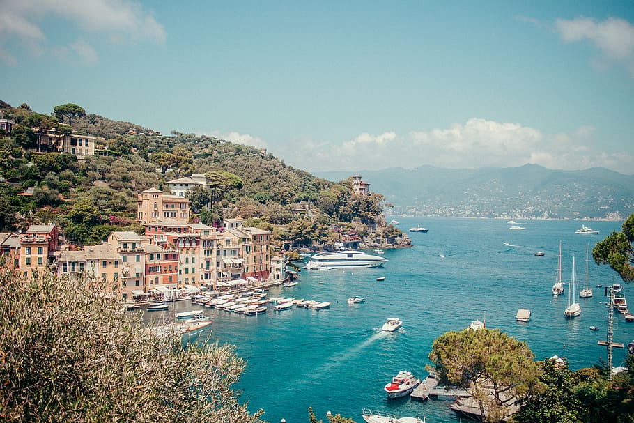 italy, portofino, sea, ocean, boat, liguria, paradise, genove, HD wallpaper