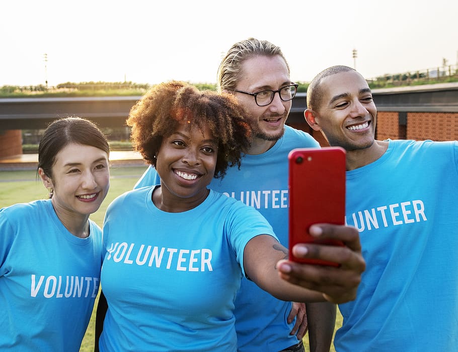 blue, capturing, cheerful, community, community service, digital device HD wallpaper