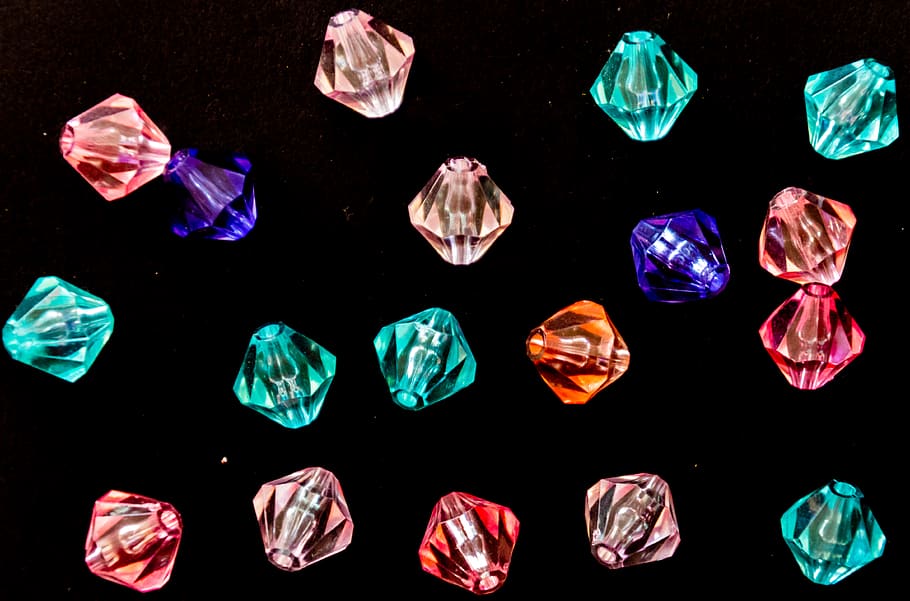 Assorted-color Stones, beads, colorful, colourful, gem, black background HD wallpaper