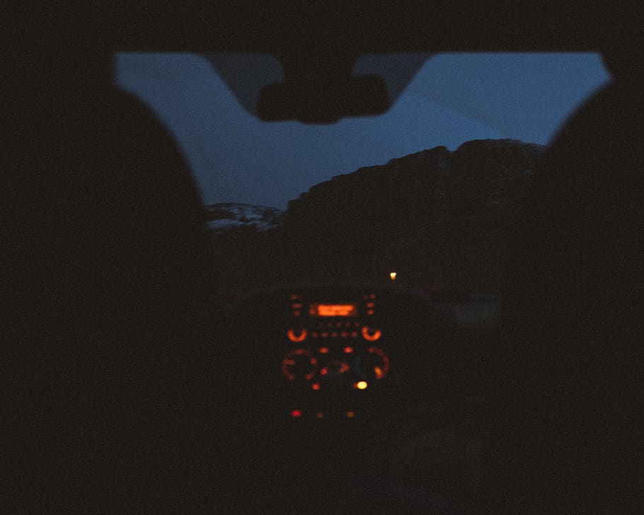vehicle interior at night, iceland, light, word, tower, building HD wallpaper