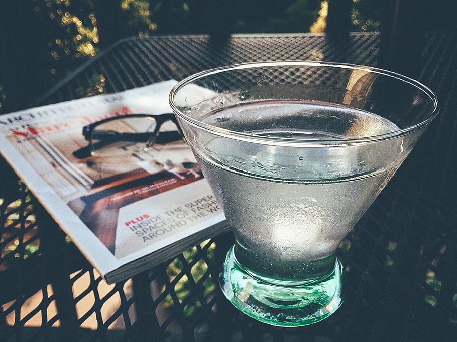 Glass Cup Filled With Water on Black Table, cold, drink, drinking glass HD wallpaper