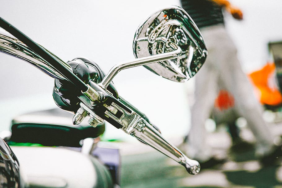 Motorcycle Chrome Side Mirror, biking, handle bar, jacket, lifestyle HD wallpaper