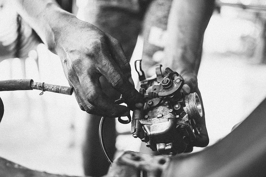 carburetor, motorcycle, work, mechanic, metallic, moped, petrol HD wallpaper