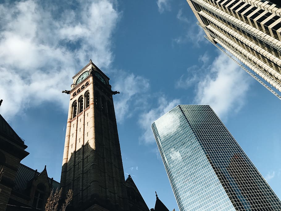 tower, toronto, buildings, skyline, city, urban, streets, blue HD wallpaper