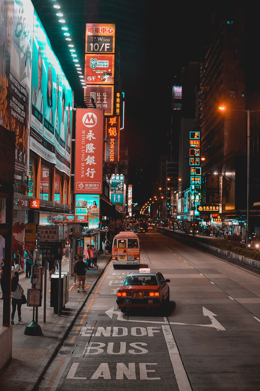 red car during nighttime, city, sign, text, illuminated, architecture HD wallpaper