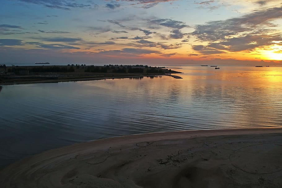 Body Of Water During Golden Hour, beach, dawn, ocean, sand, sea HD wallpaper