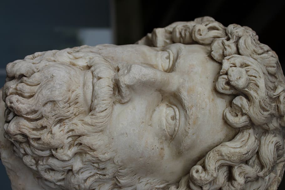 greece, athens, bust, marble, hadrian, portrait, stone, face, HD wallpaper