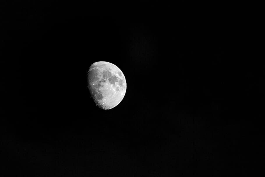 night, sky, dark, moon, half moon, night sky, space, astronomy HD wallpaper