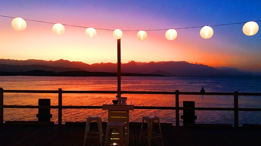 australia, port douglas, sky, water, mountain, sunset, nature HD wallpaper