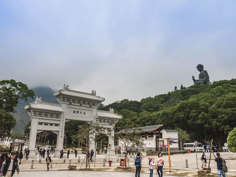culture, tourism, temple, hong kong, buddist, lantau, architecture, HD wallpaper