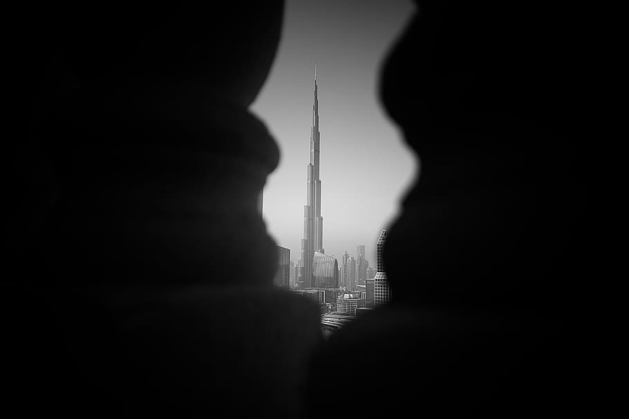 Burj Khalifa, Dubai, architecture, silhouette, built structure