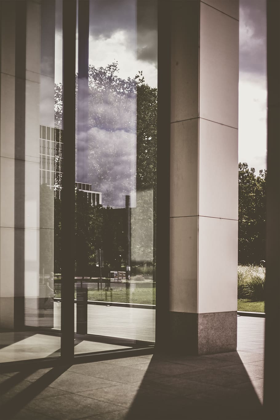 flooring, door, building, architecture, pillar, column, revolving door HD wallpaper