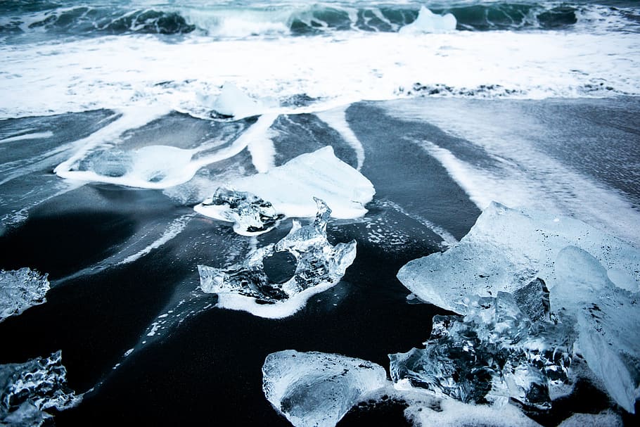 white foamy sea waves in beach, nature, ice, outdoors, mountain, HD wallpaper