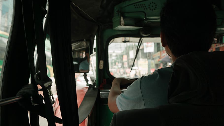 street photography, driver, jeepney, manila, vehicle, people, HD wallpaper