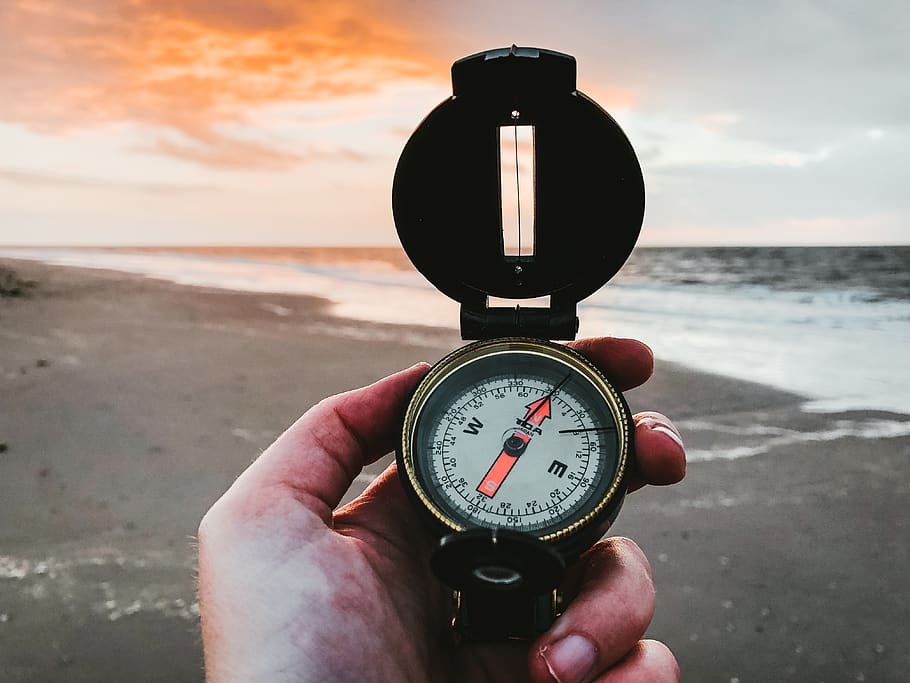 person holding compass, human, wristwatch, hollum strand, the netherlands, HD wallpaper