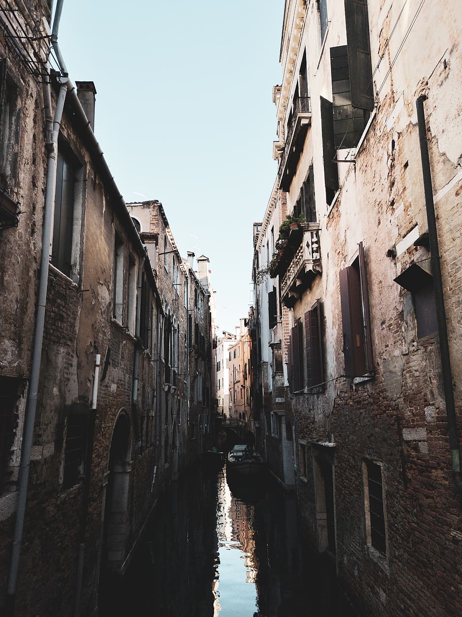 canal surrounded by buildings, outdoors, water, venyce, italy HD wallpaper