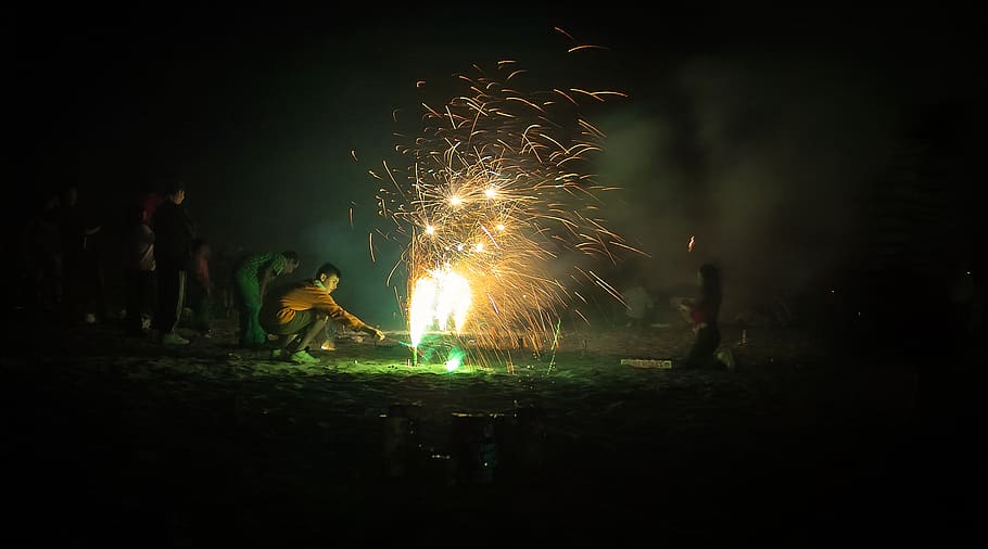 person playing fire, firework, motion, night, illuminated, arts culture and entertainment HD wallpaper