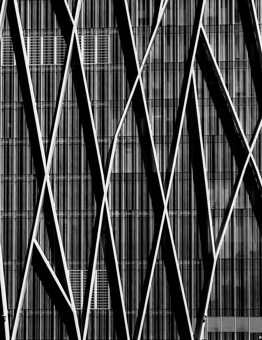 architecture, building, infrastructure, design, black and white HD wallpaper