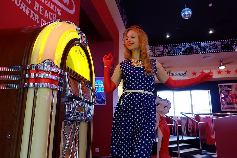 dancing, jukebox, music, retro, vintage, chic, nostalgia, record HD wallpaper