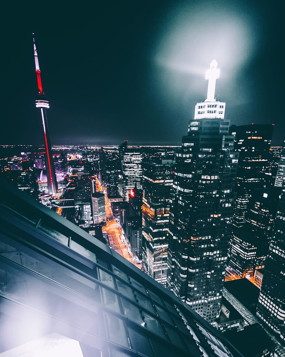 canada, toronto, city, roof, rooftop, cn tower, new york, building HD wallpaper