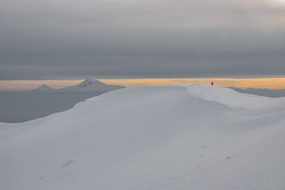 snow covered mountain, soil, nature, outdoors, sand, dune, person HD wallpaper