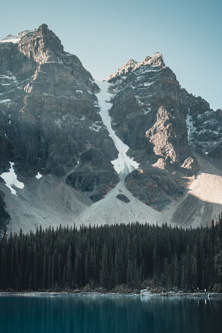 Rock Mountain Under Blue Sky, cold, daylight, forest, glacier HD wallpaper