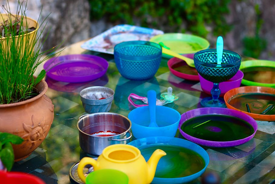 plastic, garden, tableware, outdoor, child, children, play