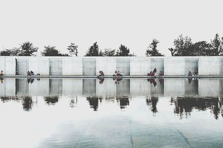 pool photography, grey, taiwan, dharma drum mountain nung chan monastery HD wallpaper