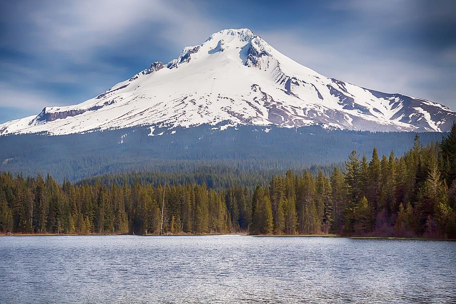 Mountain Covered by Snow, altitude, clouds, cold, daylight, forest HD wallpaper