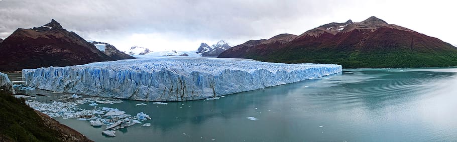 argentina, el calafate, ice, water, mountain, autumn, glacier, HD wallpaper