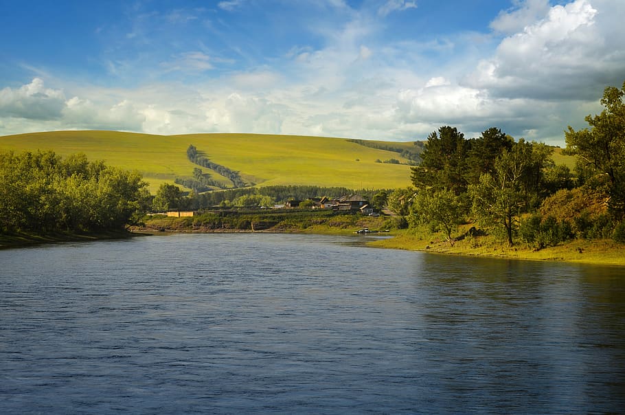 landscape, horizontal plane, summer, scenic, idyllic, village HD wallpaper