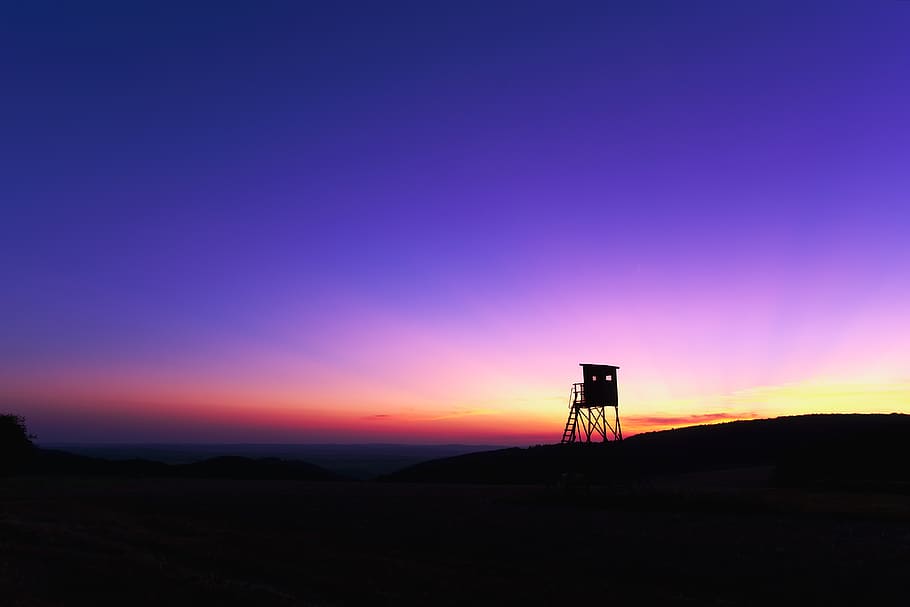 germany, koblenz, hide, evening, blue hour, hill, sky, sunset HD wallpaper