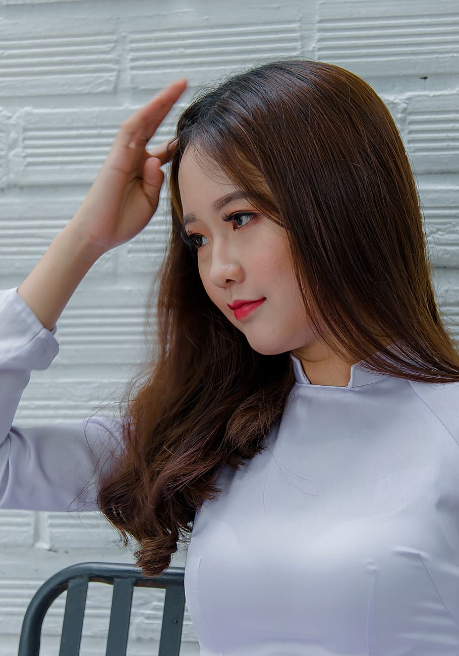Photography of a Woman Touching Her Hair, attractive, beautiful HD wallpaper