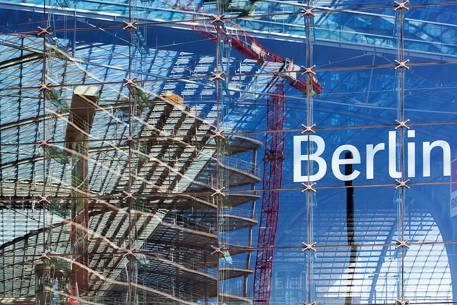 building structure, scaffolding, construction, berlin, berlin central station HD wallpaper