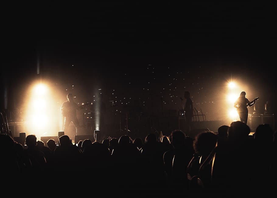 light, flare, person, human, crowd, audience, stage, concert HD wallpaper
