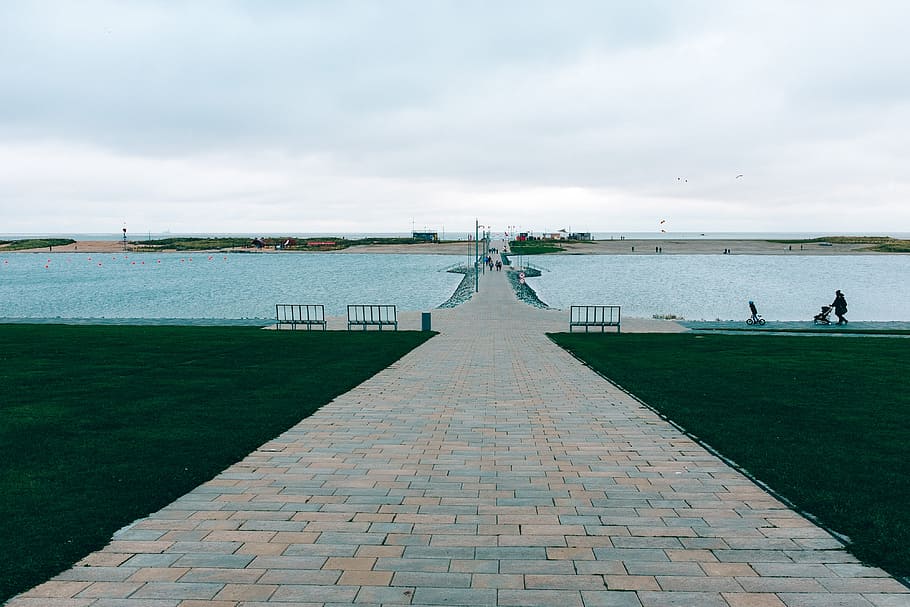 Sea promenade in Büsum, Germany, background, beach, beautiful HD wallpaper