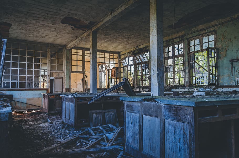 abandoned kitchen area during daytime, wood, building, housing HD wallpaper