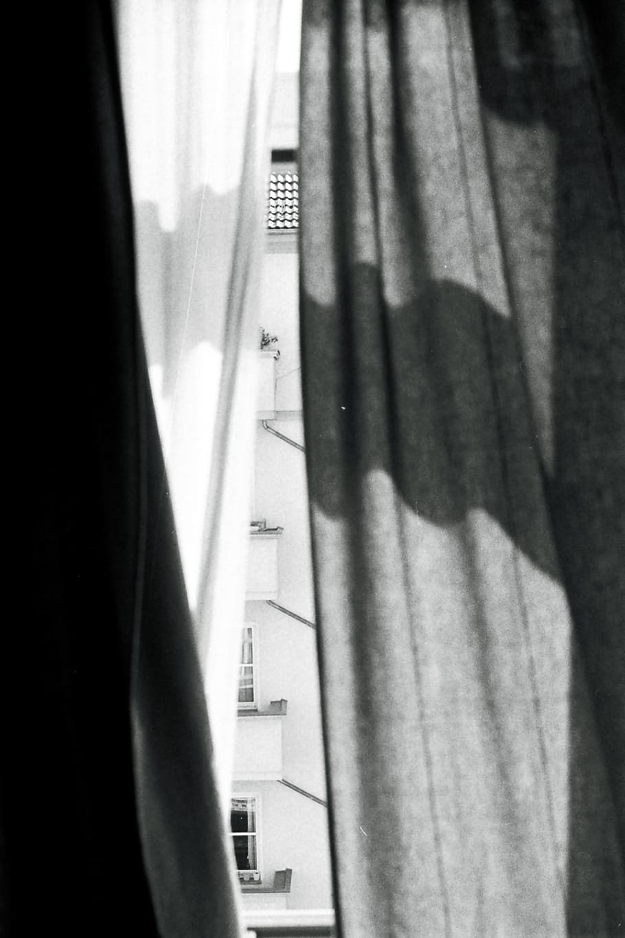 three white, gray, and black panel curtains, textile, indoors HD wallpaper