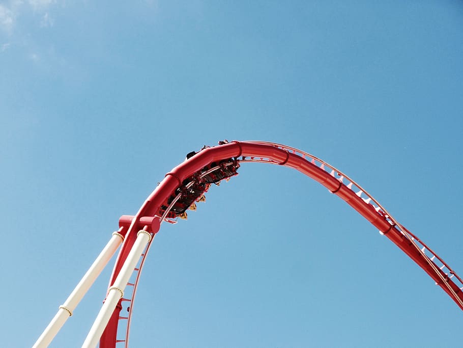 roller coaster during daytime, amusement park, rollercoaster HD wallpaper