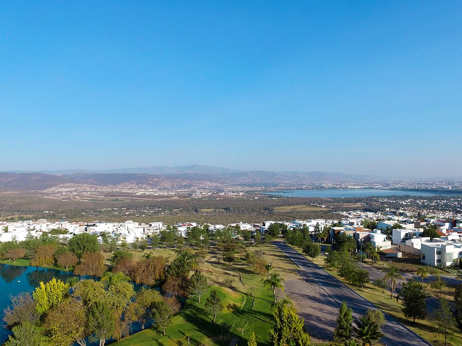 méxico, león, lake, landscape, trees, drone, dji, mountains HD wallpaper