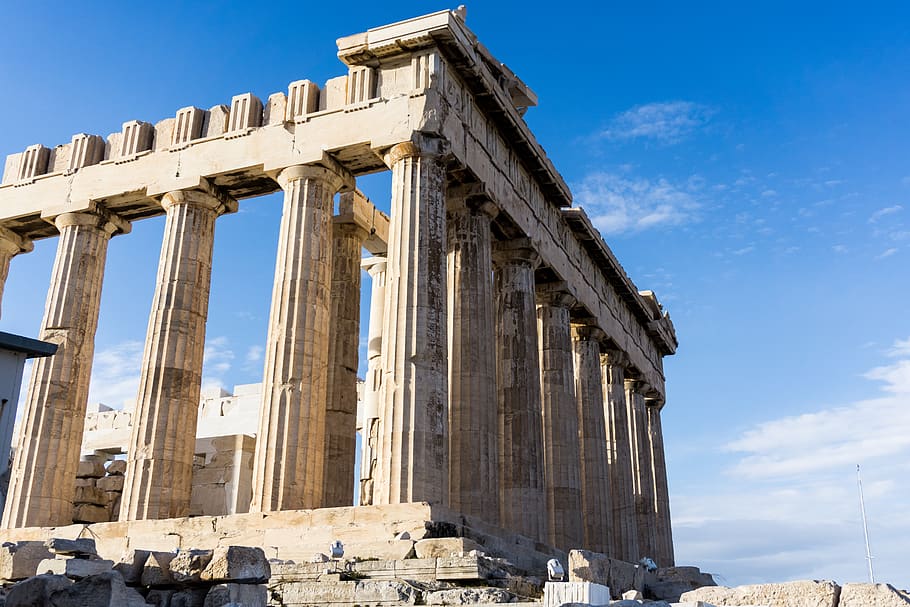 greece, athens, columns, ancient, stone, travel, history, city HD wallpaper