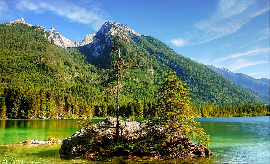 ramsau, hintersee, alpine, nature, bavaria, berchtesgaden, mountains HD wallpaper