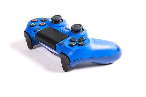 Blue Sony Dualshock 4, buttons, close-up, controller, device HD wallpaper